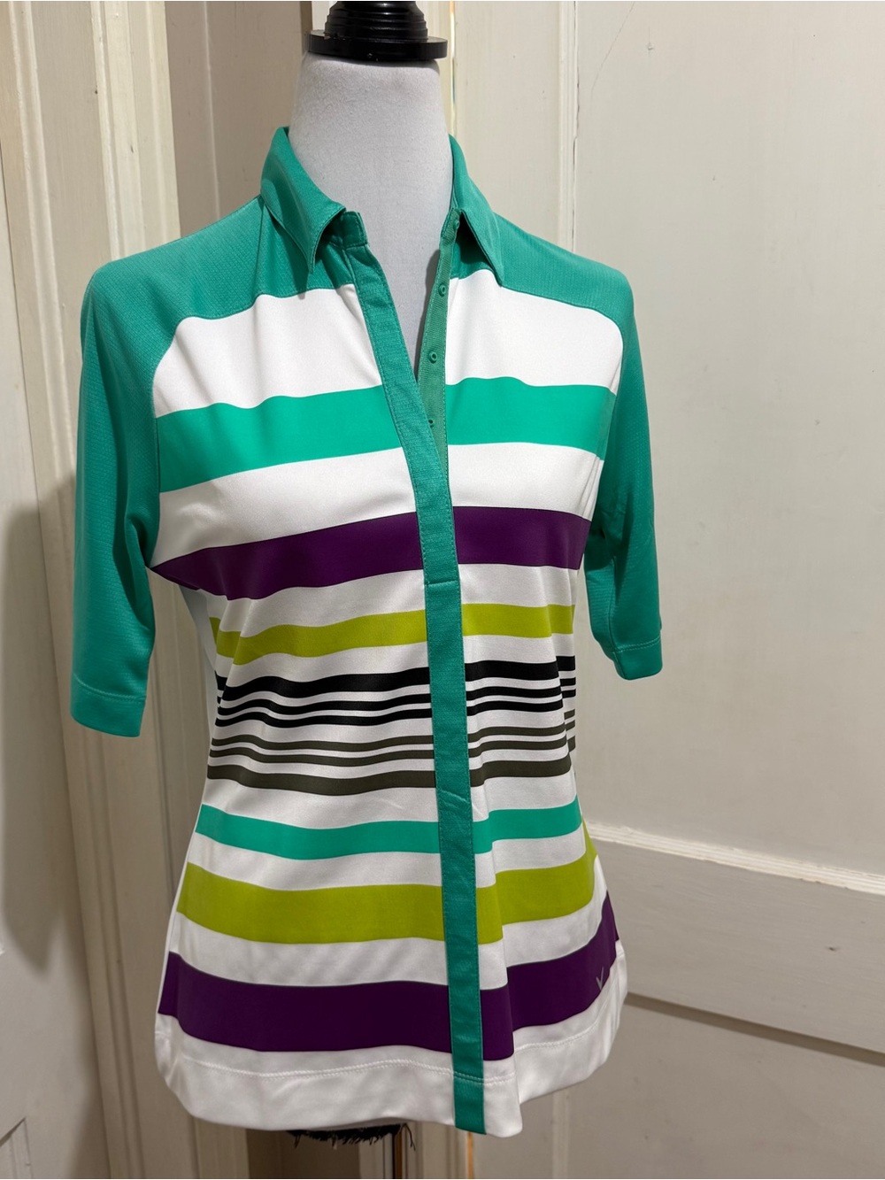 Callaway Teal Performance Mesh Polo Top - Picture 11 of 12